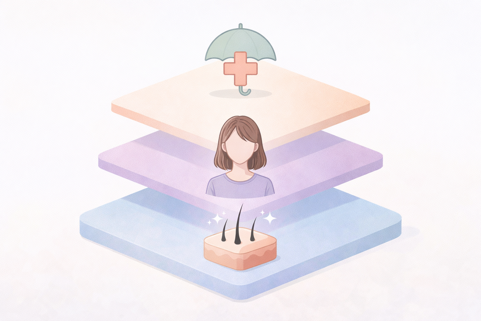 Three-layer model visual for low-stress hair confidence planning