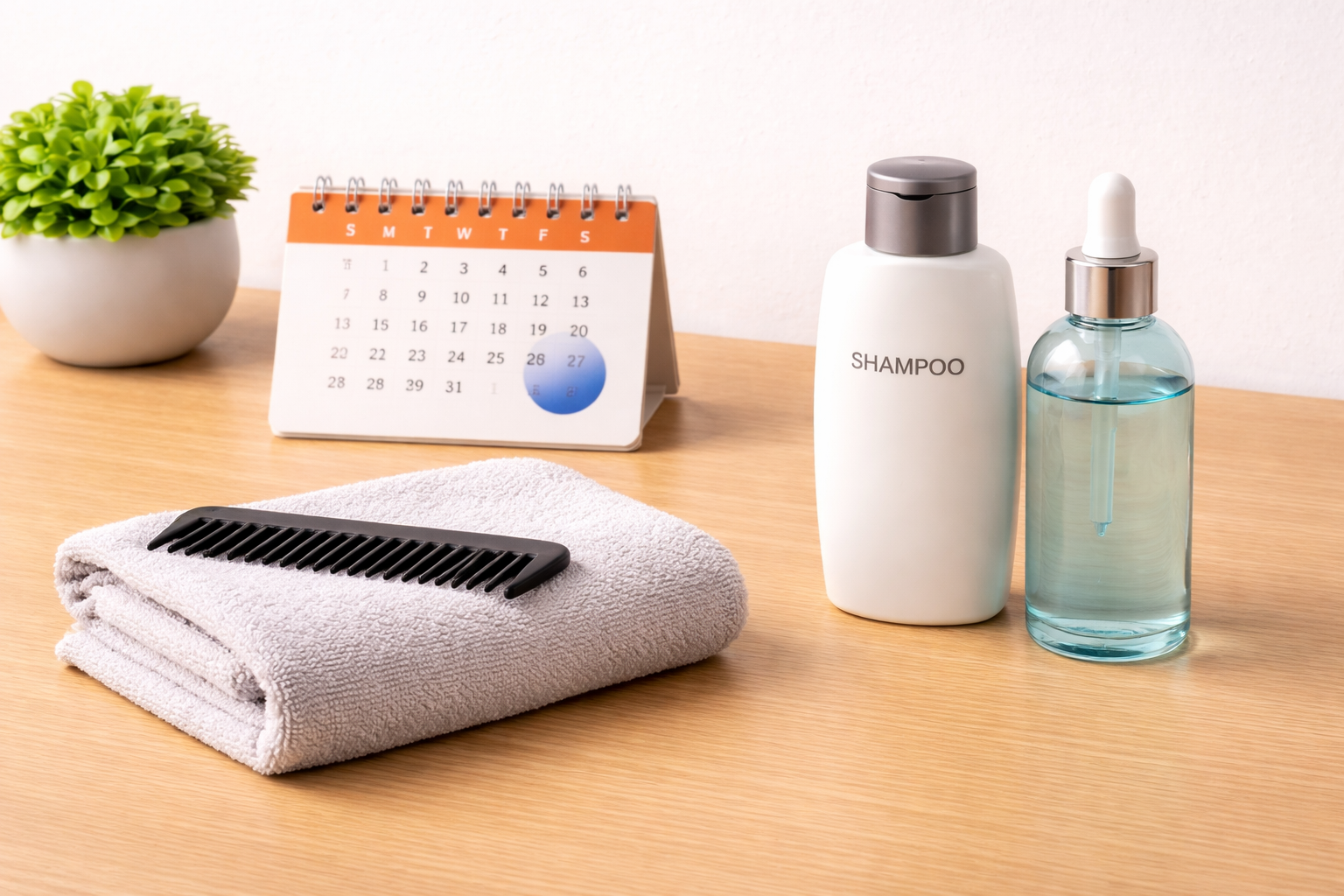 Weekly starter routine visual for men managing hair thinning