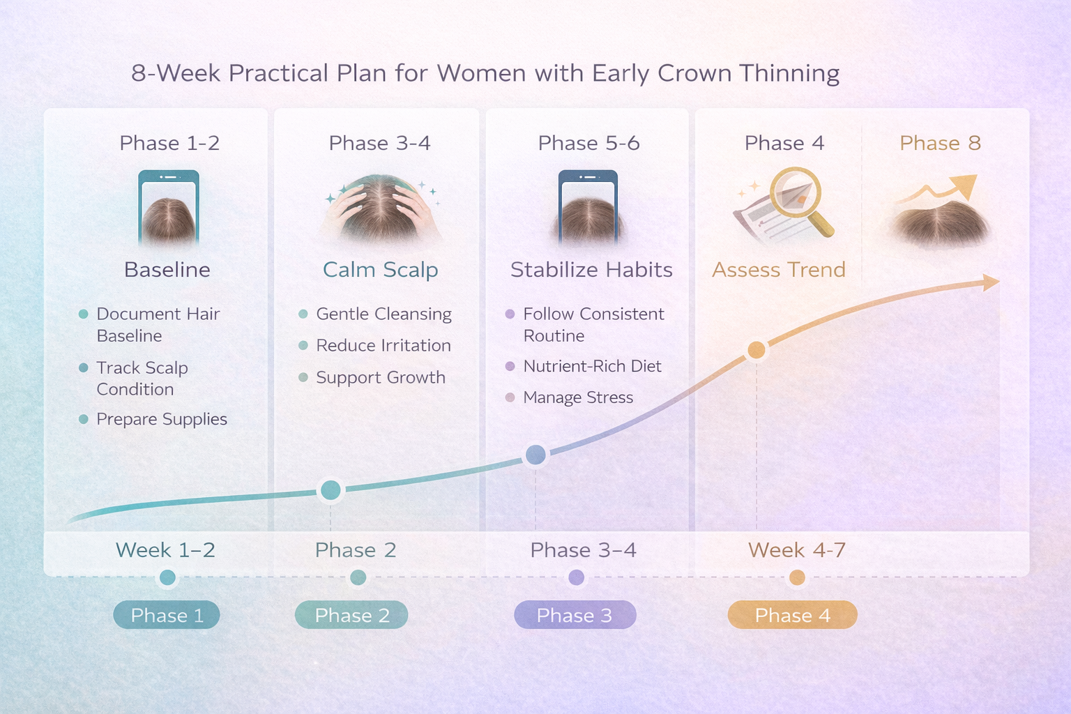 Eight-week practical plan for women with early crown thinning